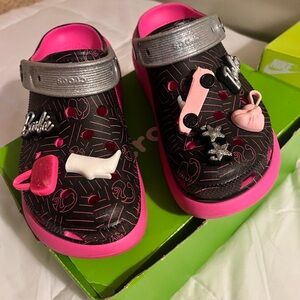 CROCS Women Black and Pink Sandals with Charms